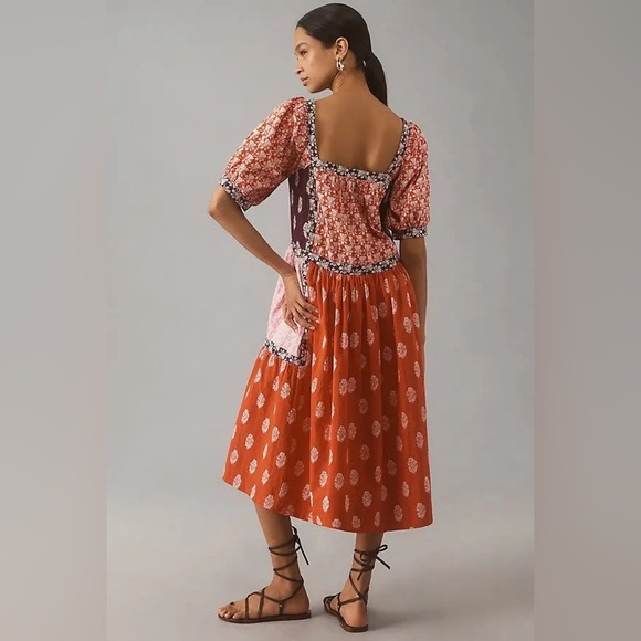 Anthropologie Maeve Short-Sleeve Square-Neck Midi Dress Size Small Petite - Picture 4 of 10